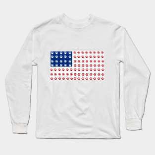 American flag made of paw prints Long Sleeve T-Shirt